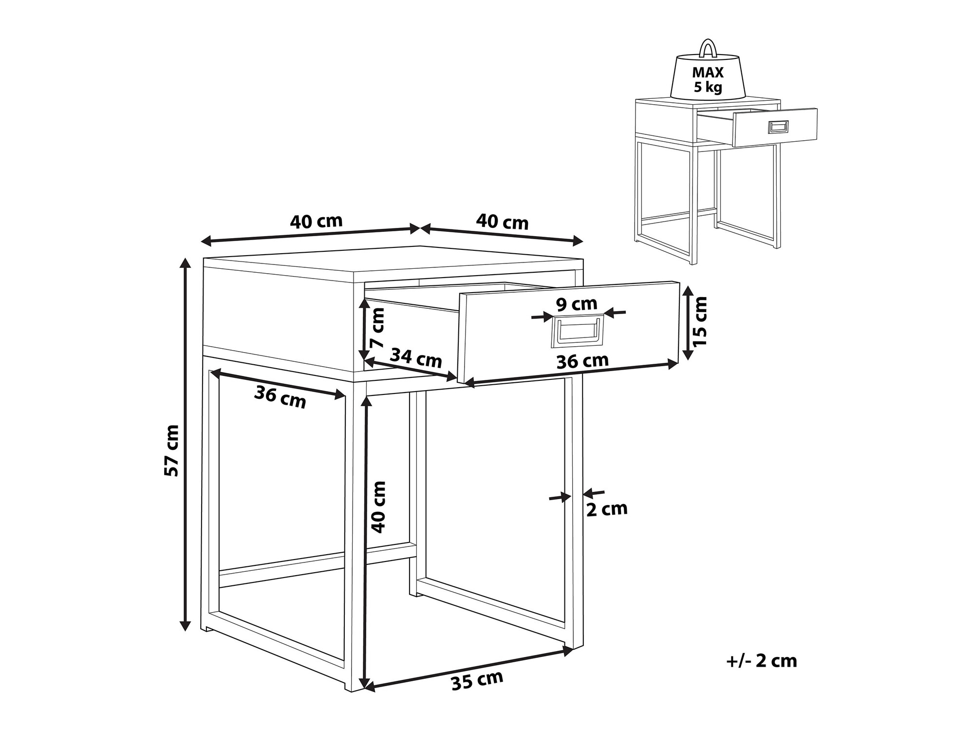 Šoninis staliukas Berwyn 1083 (Juoda + Auksinė)