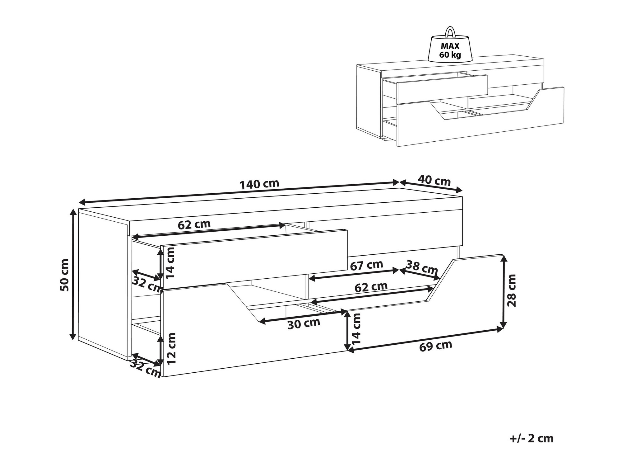 TV staliukas Berwyn 1197