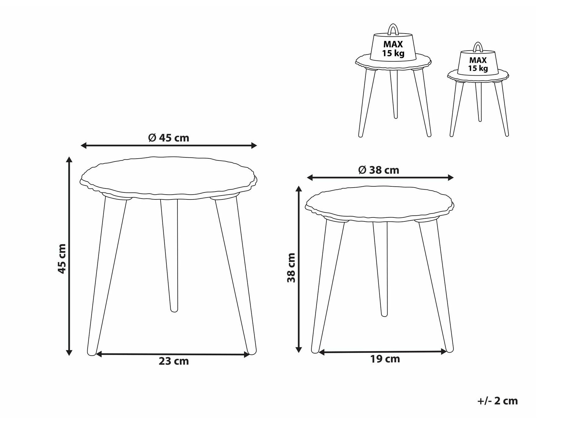 Šoninių staliukų komplektas Berwyn 1304
