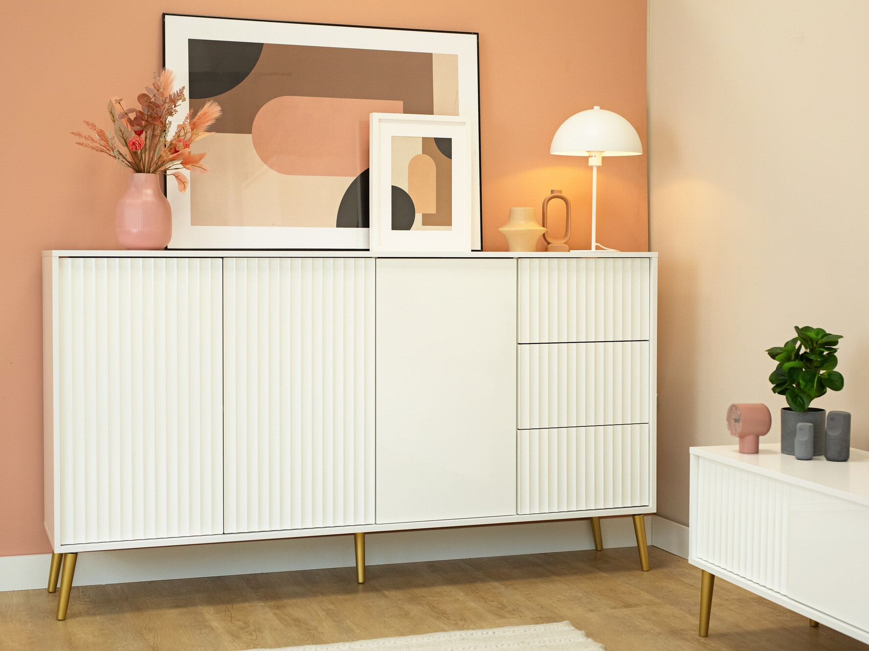 Komoda Cirferi 102 (Balta + Auksinė)