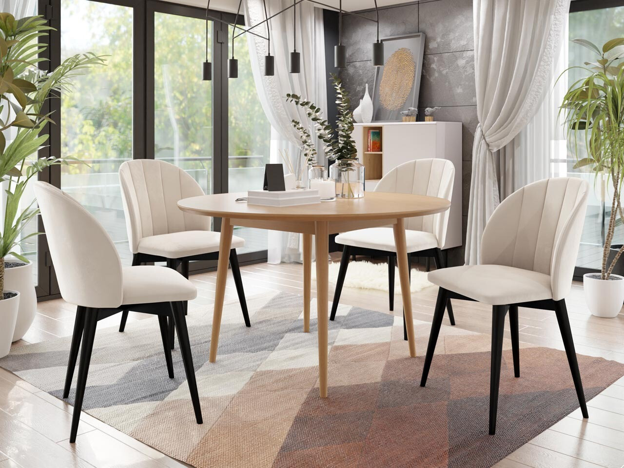 Valgomojo komplektas Racine 127 (Juoda + Magic Velvet 2250)