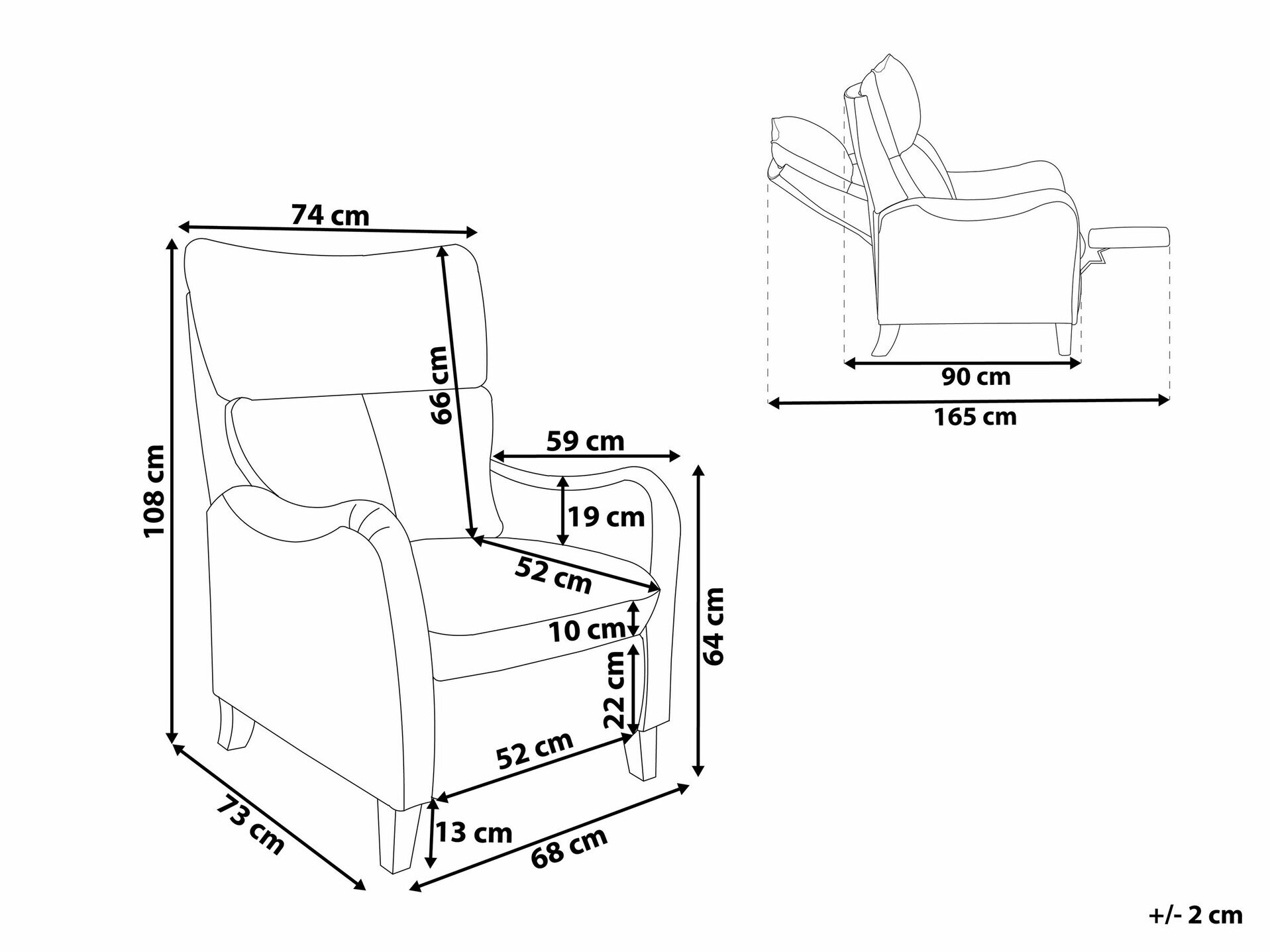 Fotelis reglaineris Berwyn 1329 (Smėlinė + Šviesus medis)