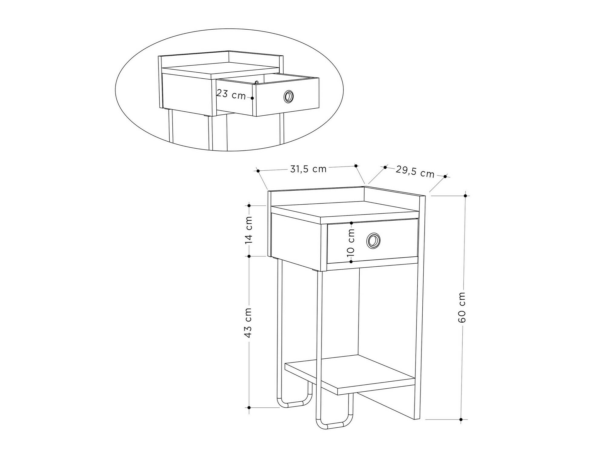 Naktinis staliukas Kailua 1524 (Ąžuolas)