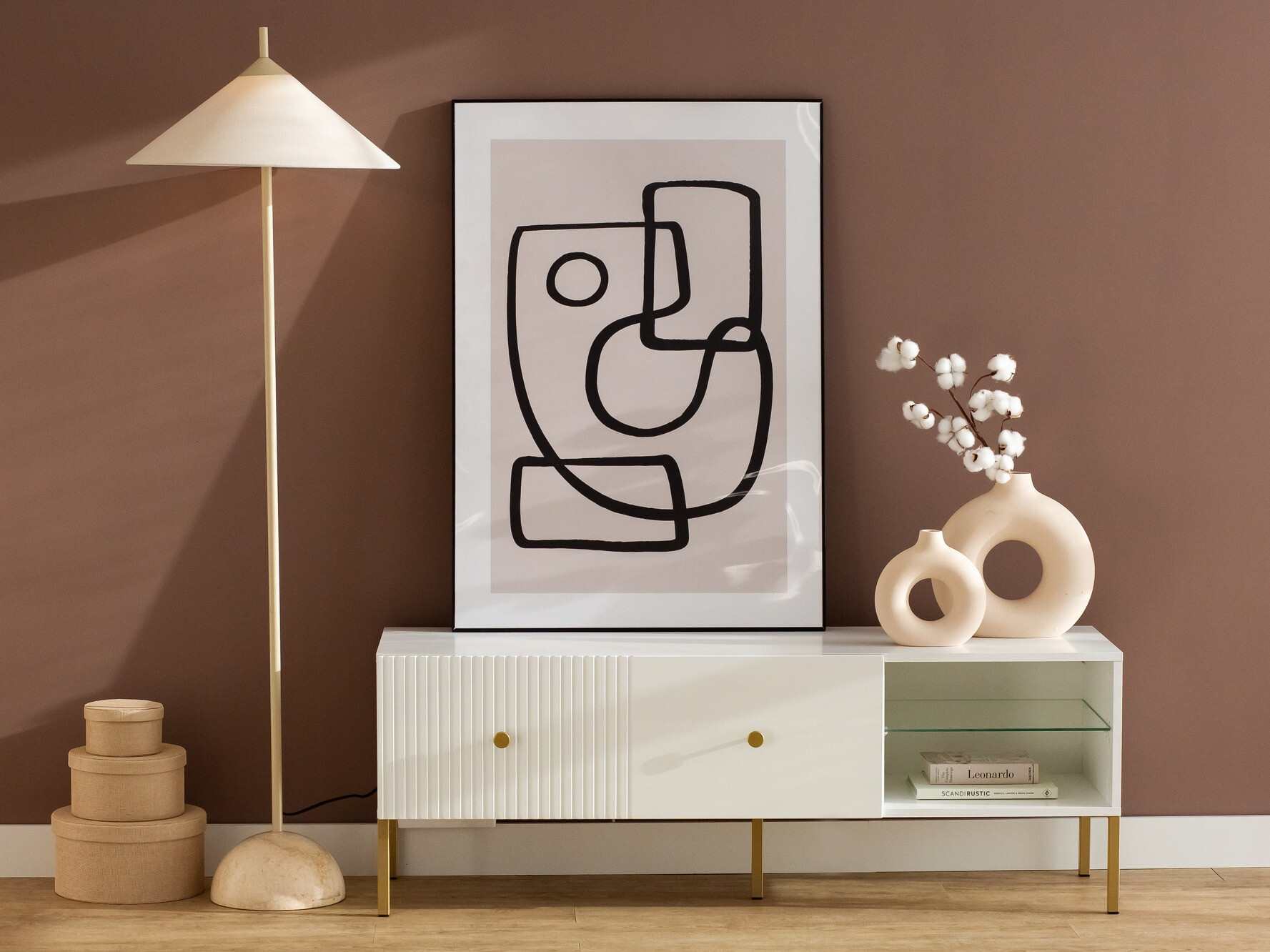 TV staliukas Etliva 104 (Balta + Auksinė)