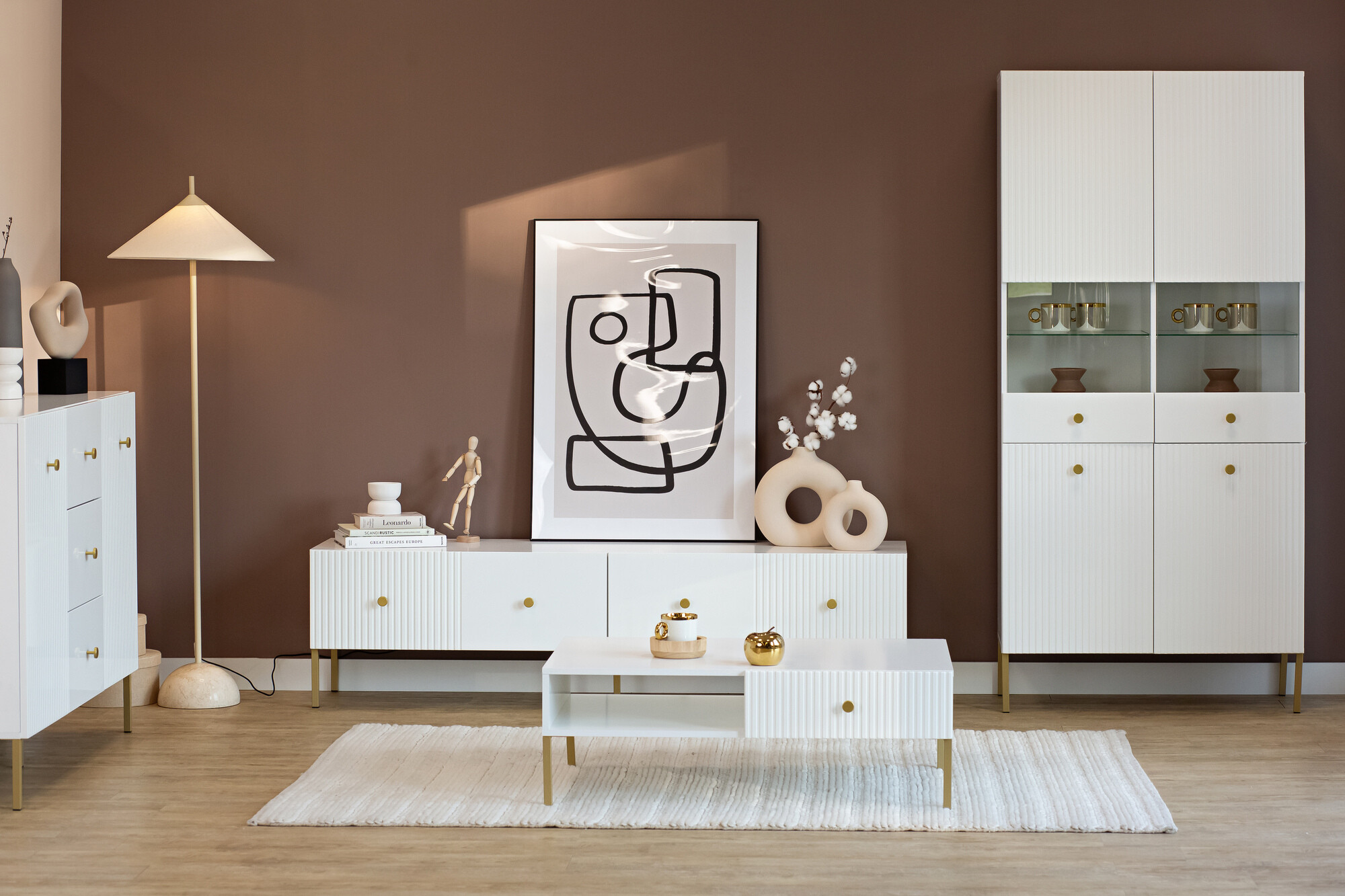 TV staliukas Etliva 105 (Balta + Auksinė)