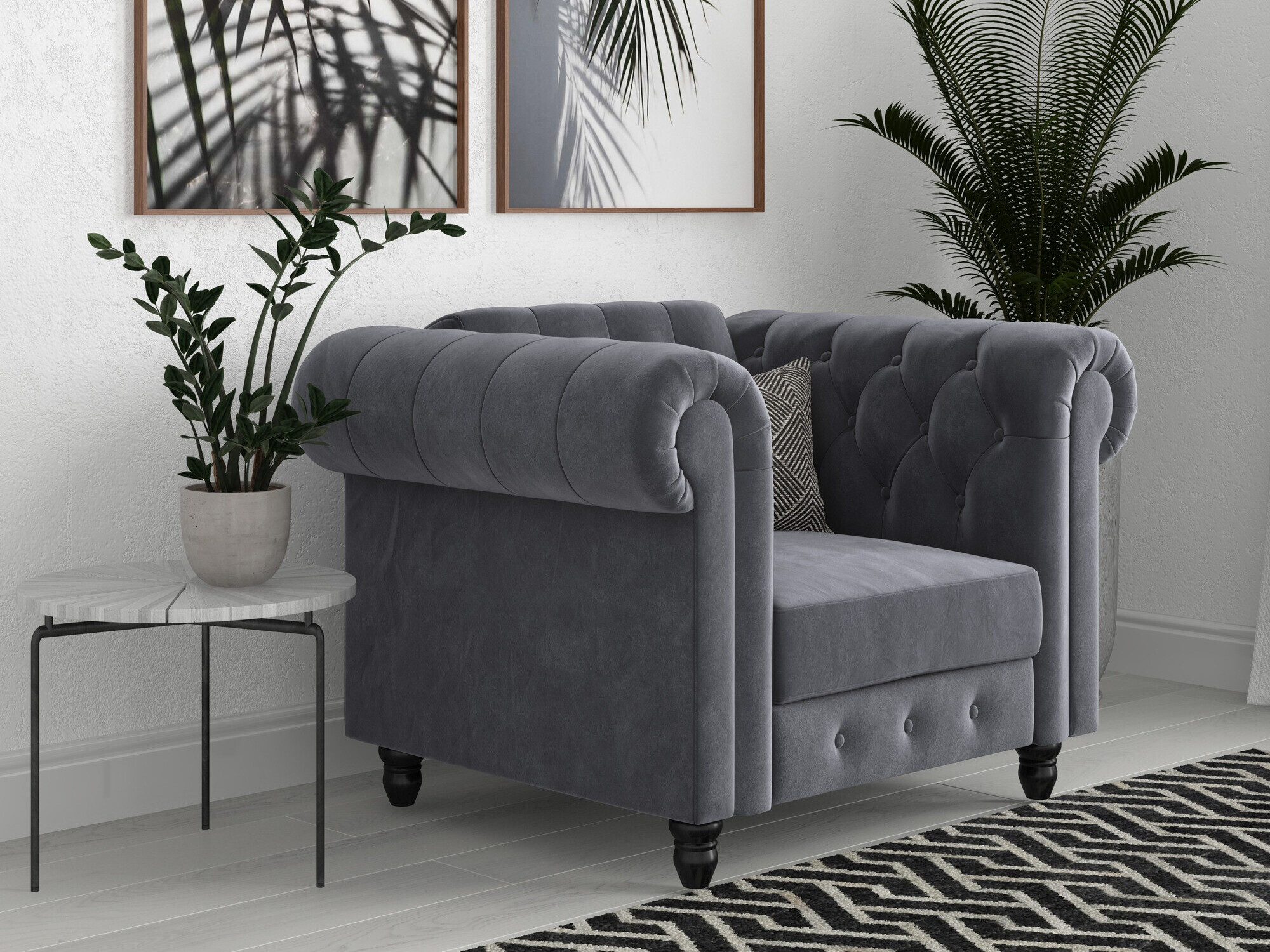Chesterfield fotelis Tulsa 630 (Pilka)