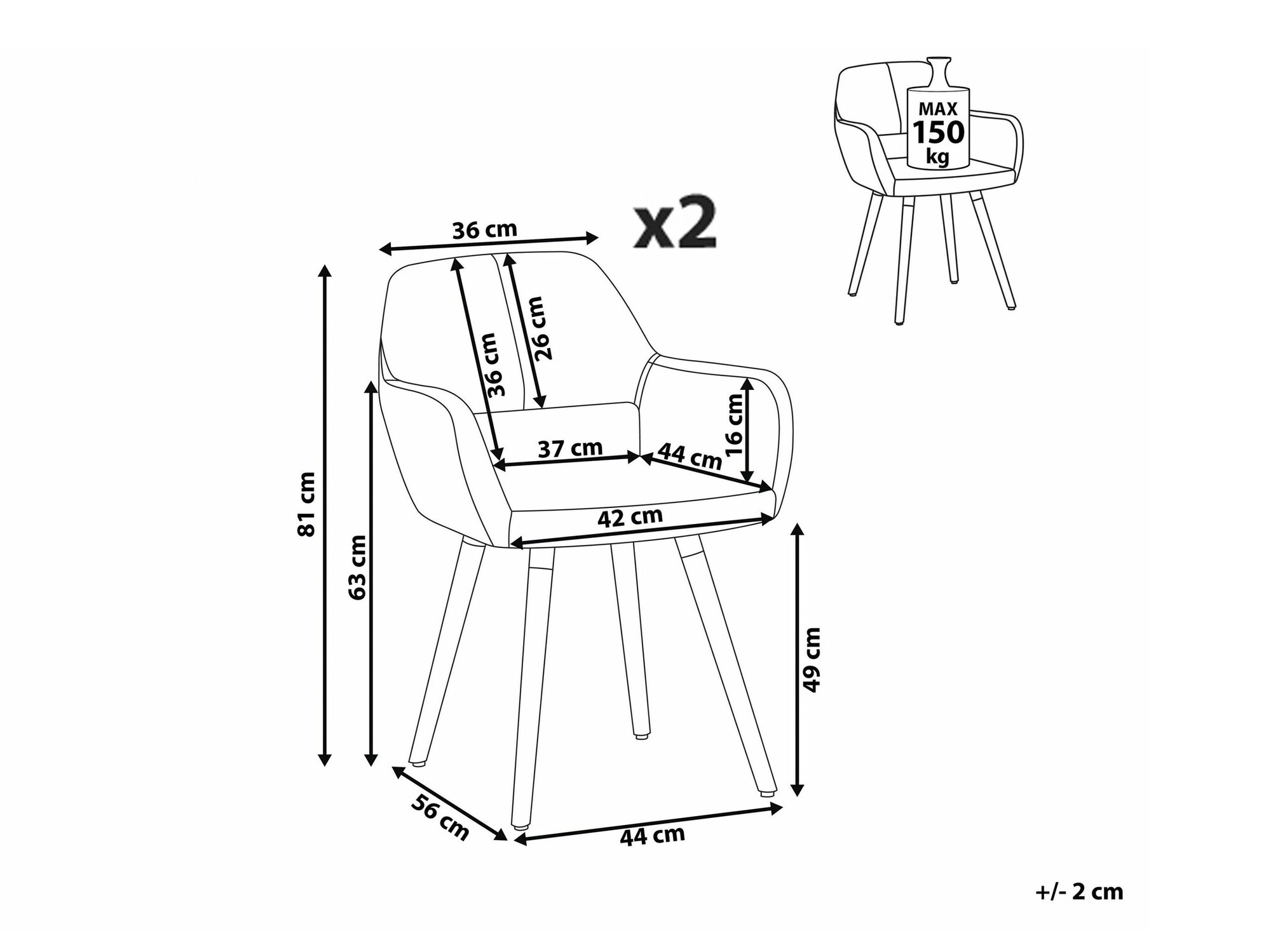 Kėdžių komplektas Berwyn 1504 (Šviesi pilka)