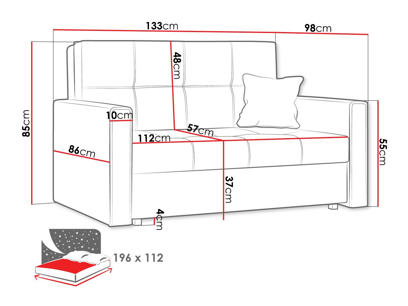 Sofa lova Columbus 105 (Alova 04 + Alova 46)