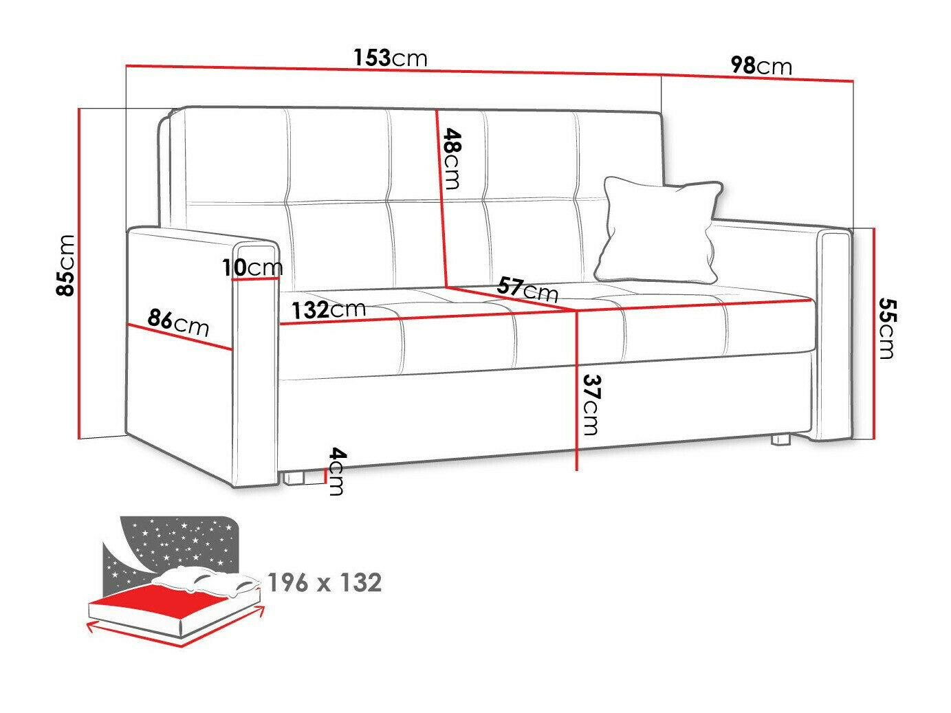 Sofa lova Columbus 106 (Alova 04 + Alova 46)