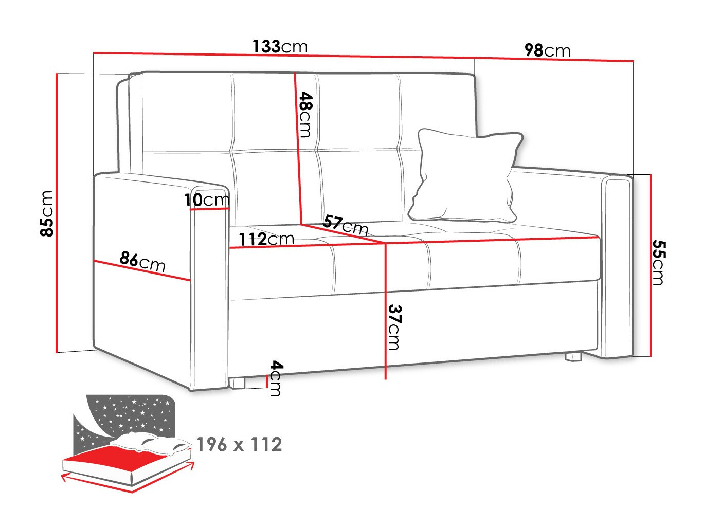 Sofa lova Nuvora II (Alova 36 + Alova 29)
