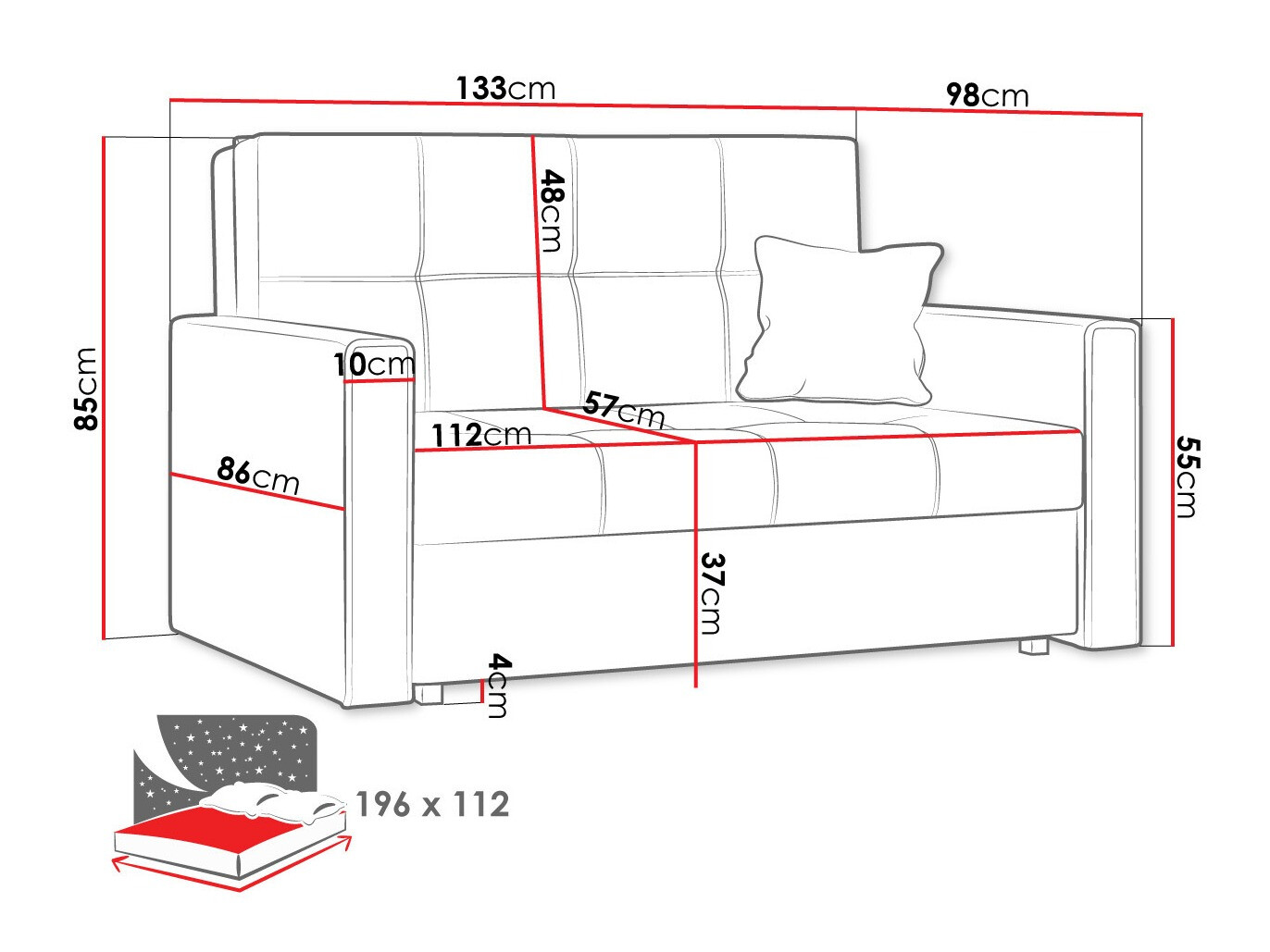 Sofa lova Nuvora II (Spirit 12)