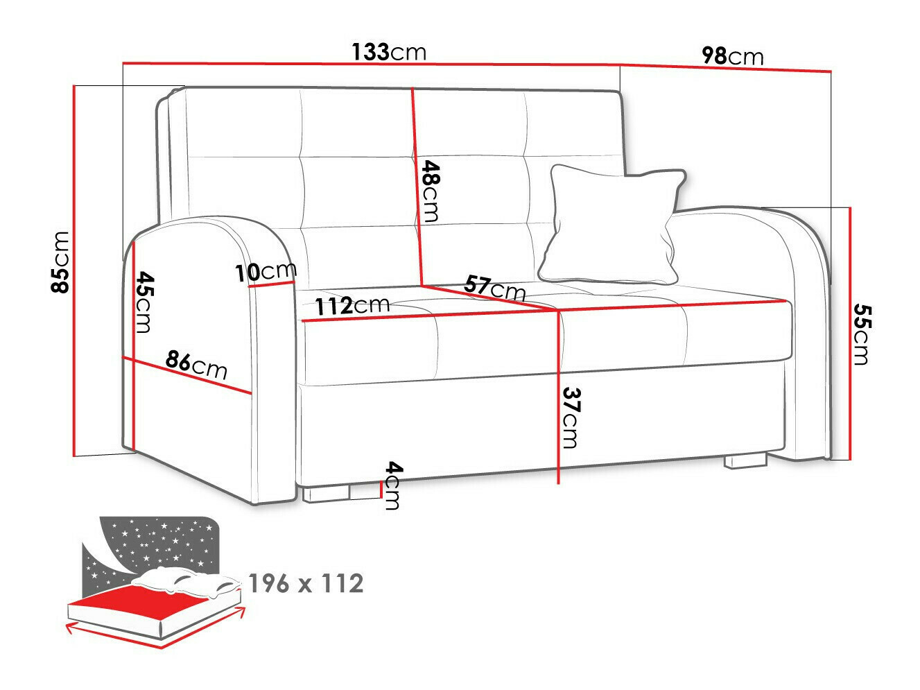 Sofa lova Columbus 115 (Kronos 26)
