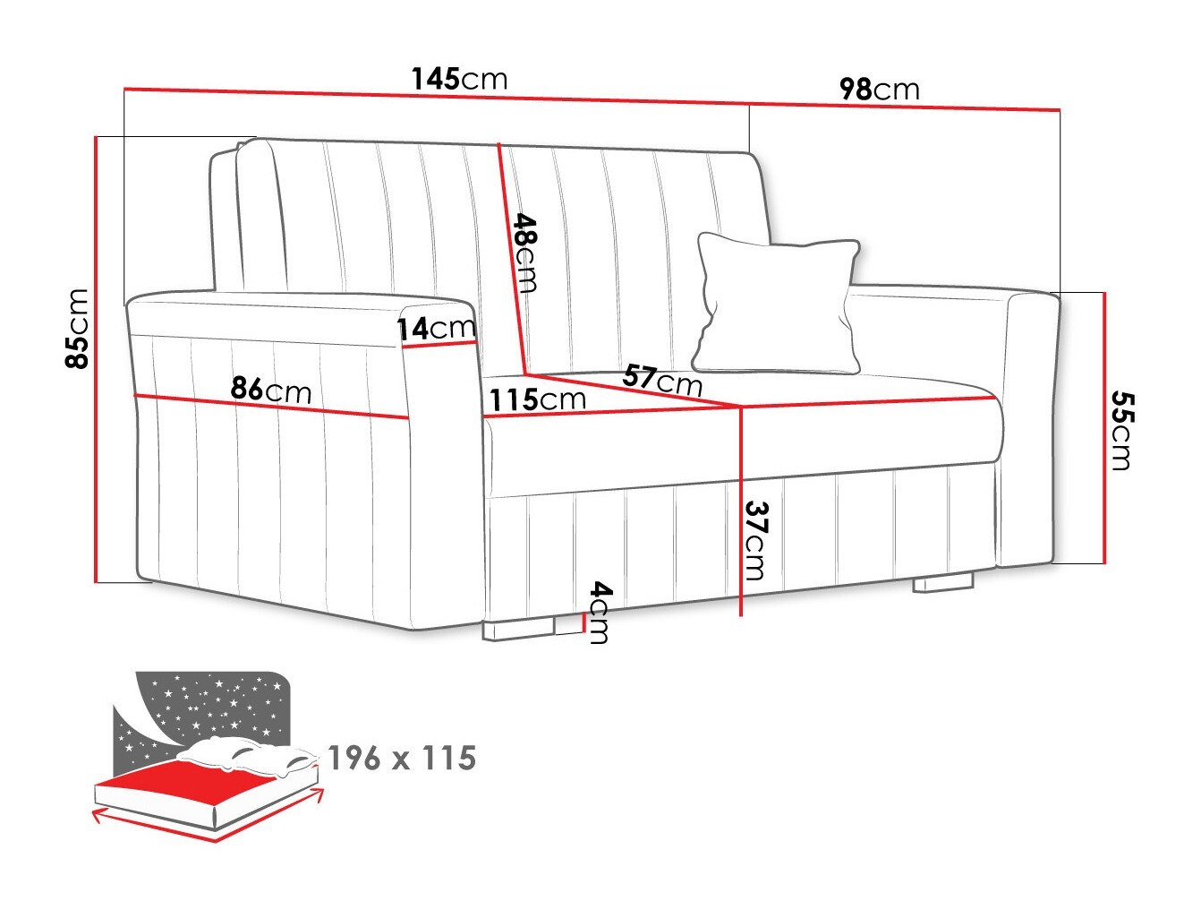 Sofa lova Columbus 136 (Kronos 07)