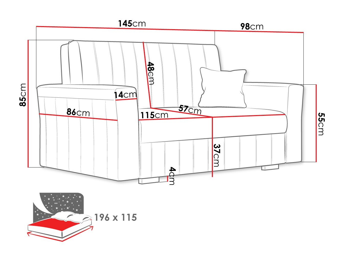 Sofa lova Columbus 136 (Kronos 31)