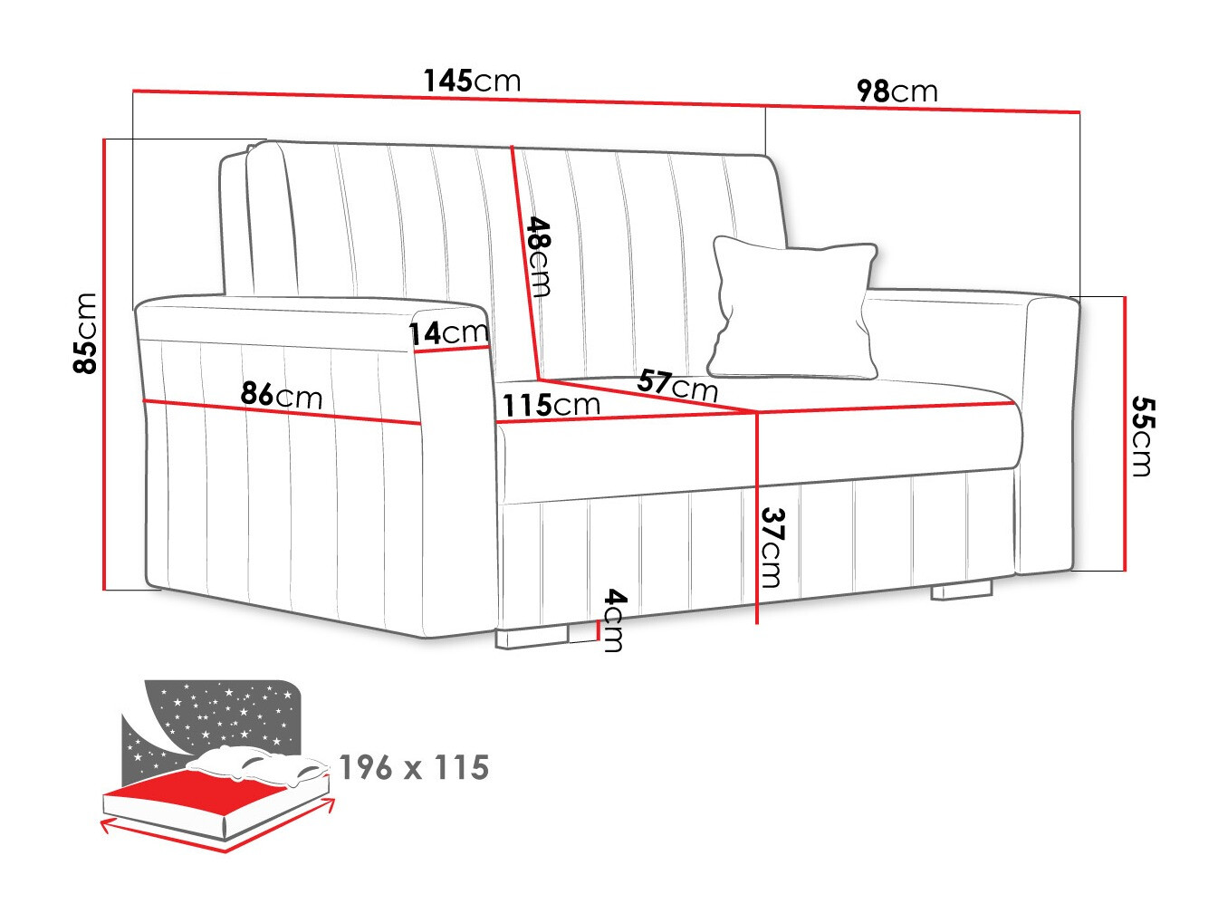 Sofa lova Columbus 136 (Paros 6)