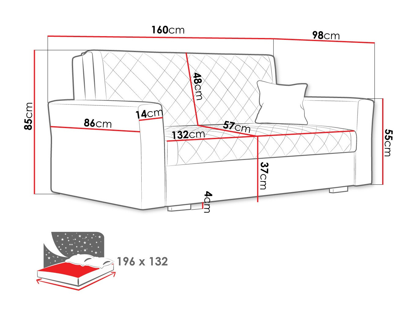 Sofa lova Columbus 147 (Zanzibar 182)