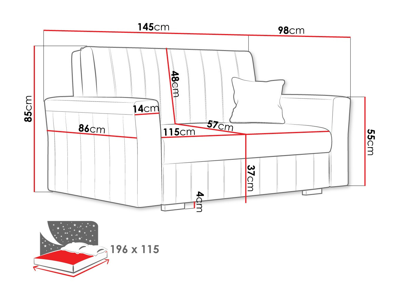 Sofa lova Orinen II (Kronos 27)