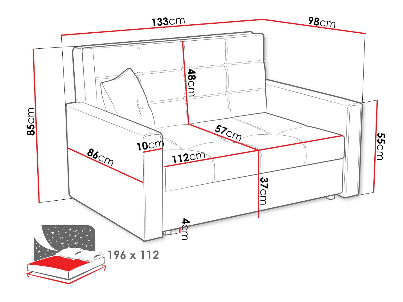 Sofa lova Columbus 100 (Tatum 276)
