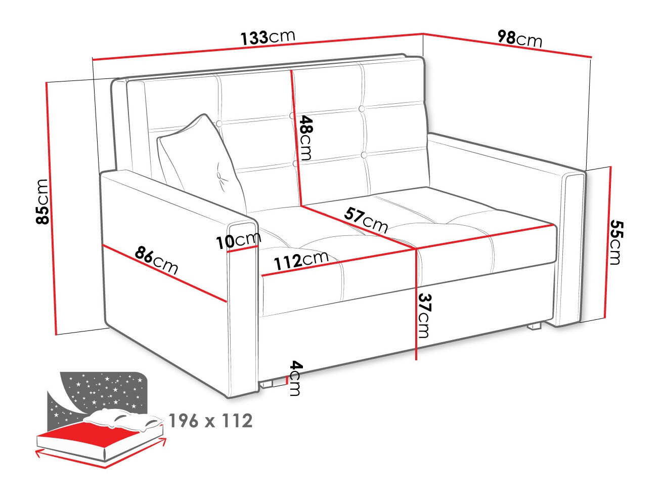 Sofa lova Columbus 100 (Tatum 279)