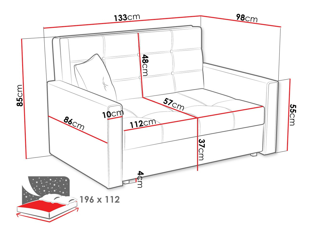 Sofa lova Columbus 100 (Tatum 283)