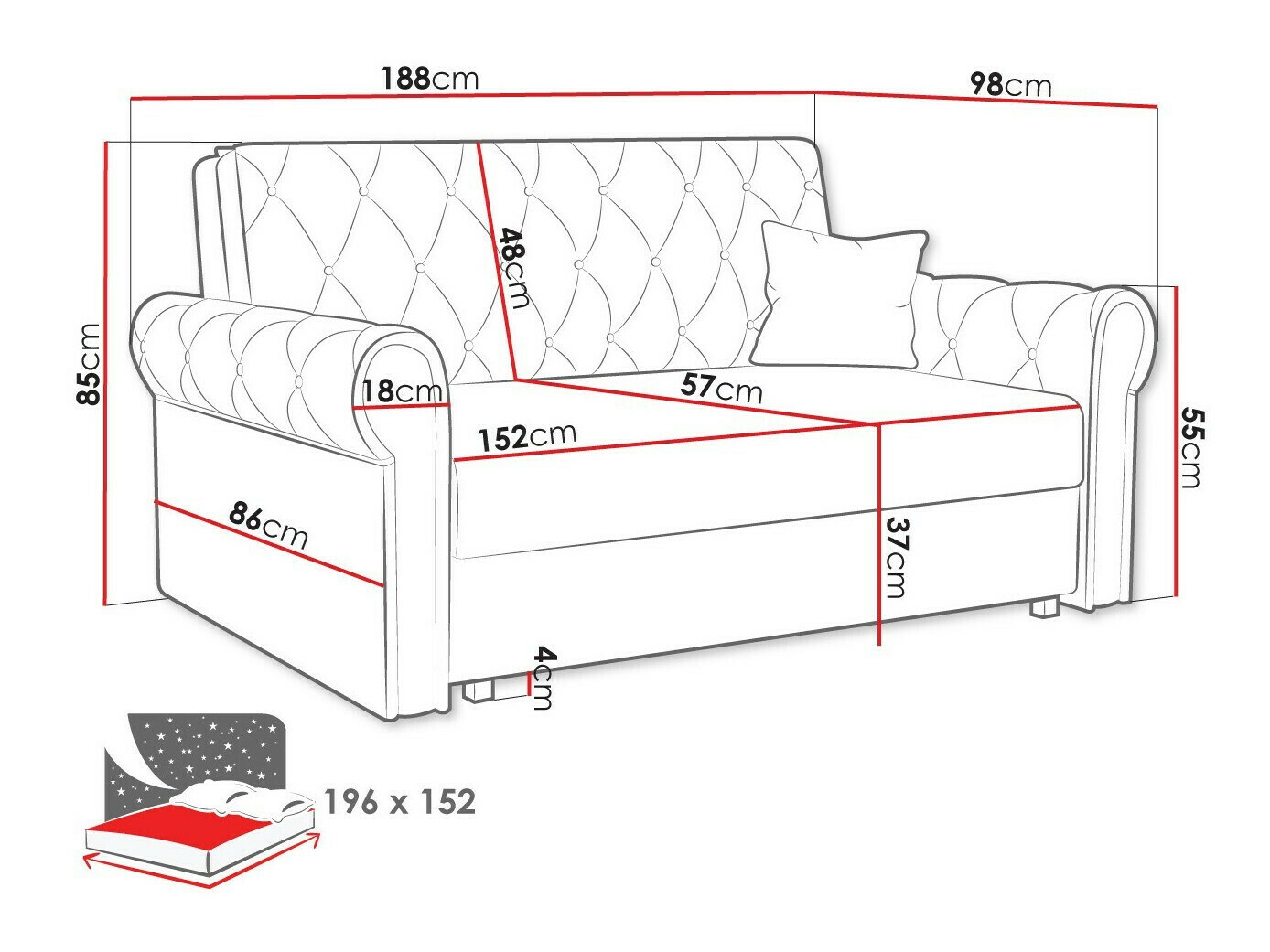 Sofa lova Aelara IV (Kronos 46)