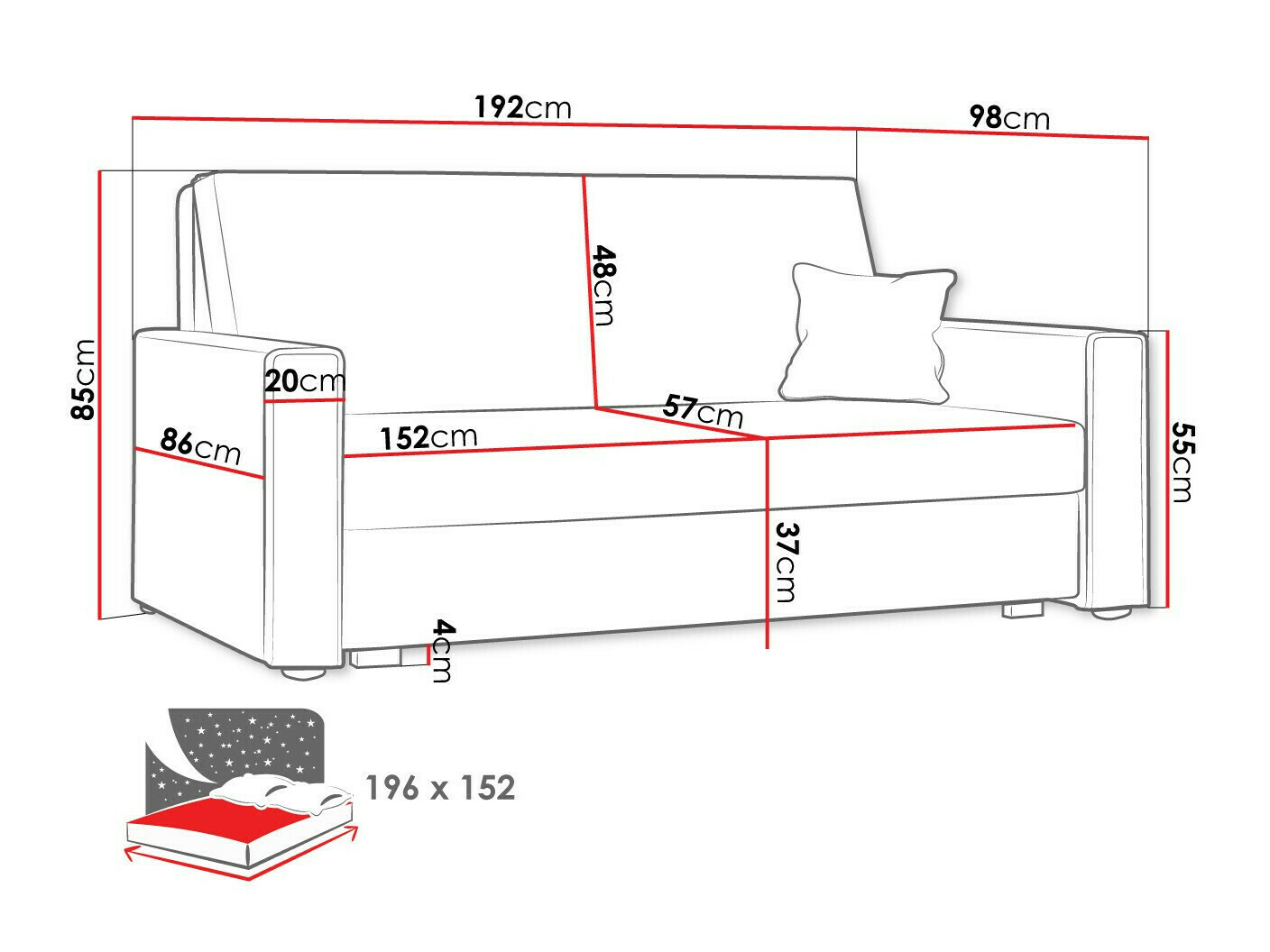 Sofa lova Clarlen IV (Poso 125)