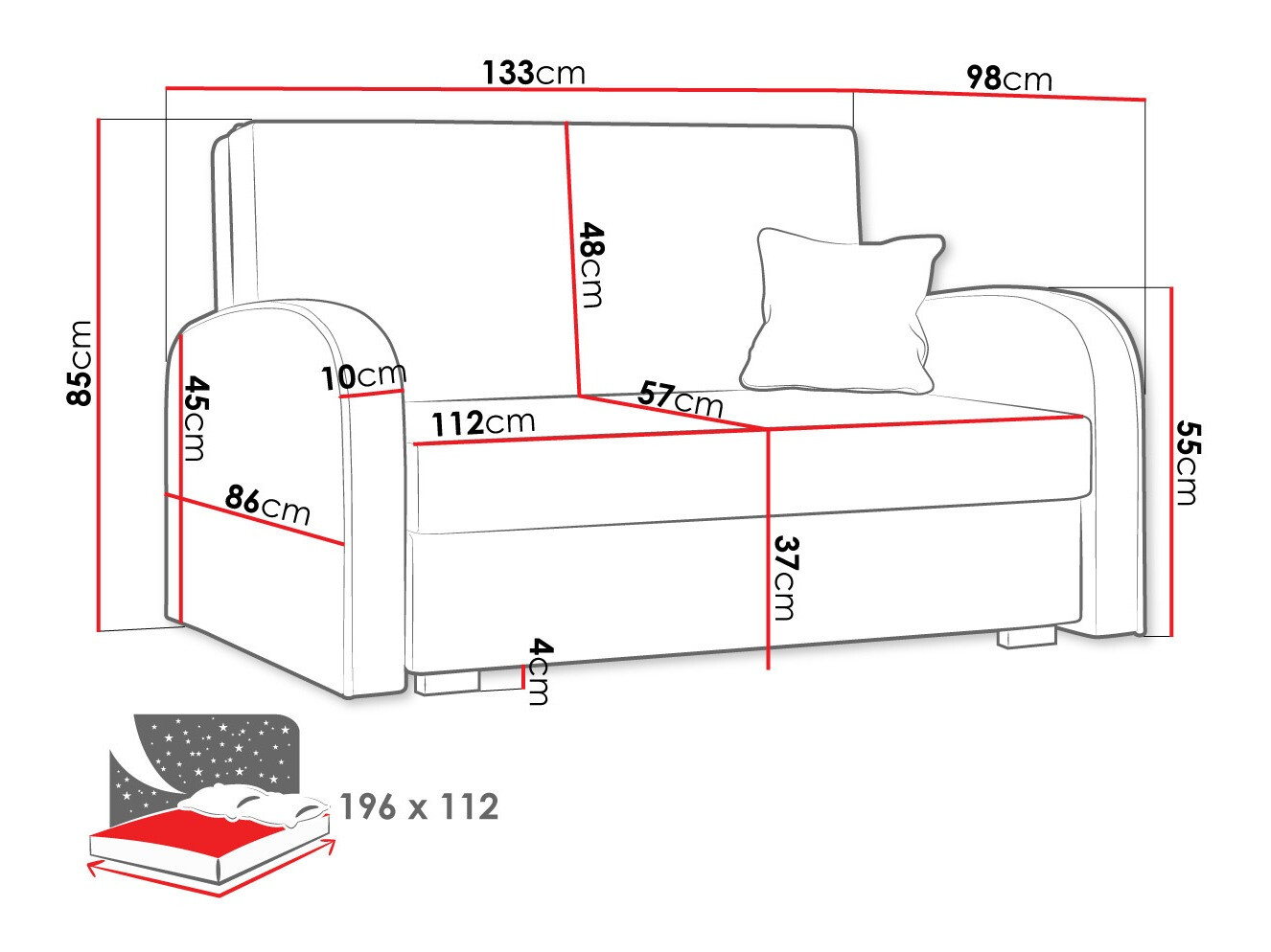 Sofa lova Galona II (Mono 232 + Sorriso 5)