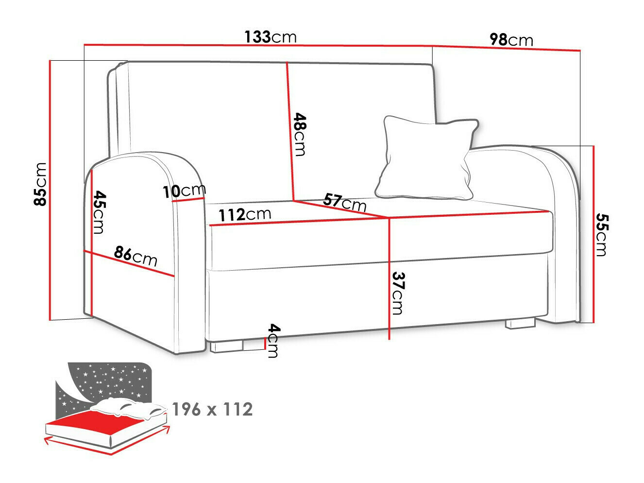 Sofa lova Galona II (Mono 239 + Sorriso 14)