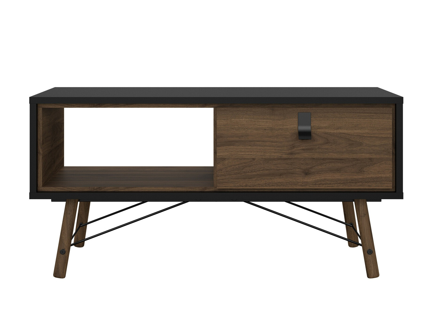 Žurnalinis staliukas Tustin V102 (Riešutas + Matinė juoda)