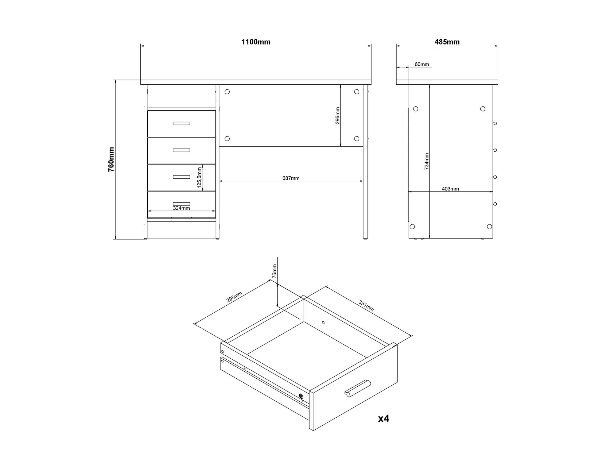 Darbo stalas Tustin 202 (Balta)