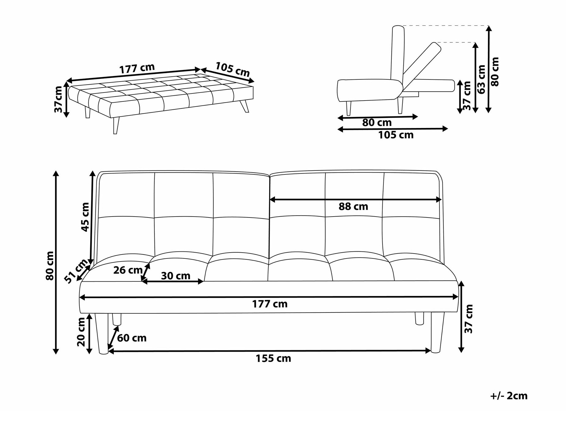 Sofa lova Berwyn 1554 (Mėlyna)