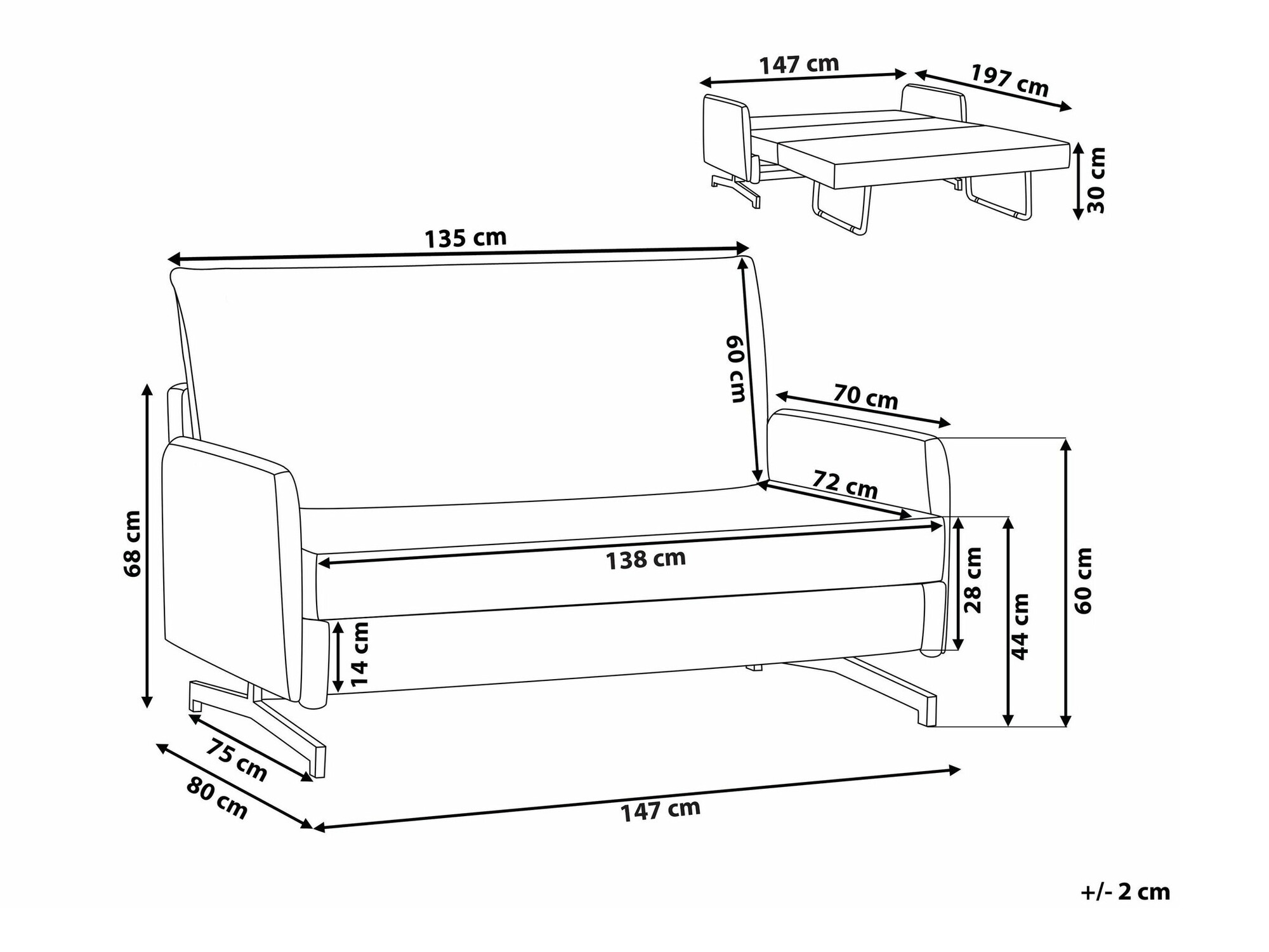 Sofa lova Berwyn 1557 (Pilka)