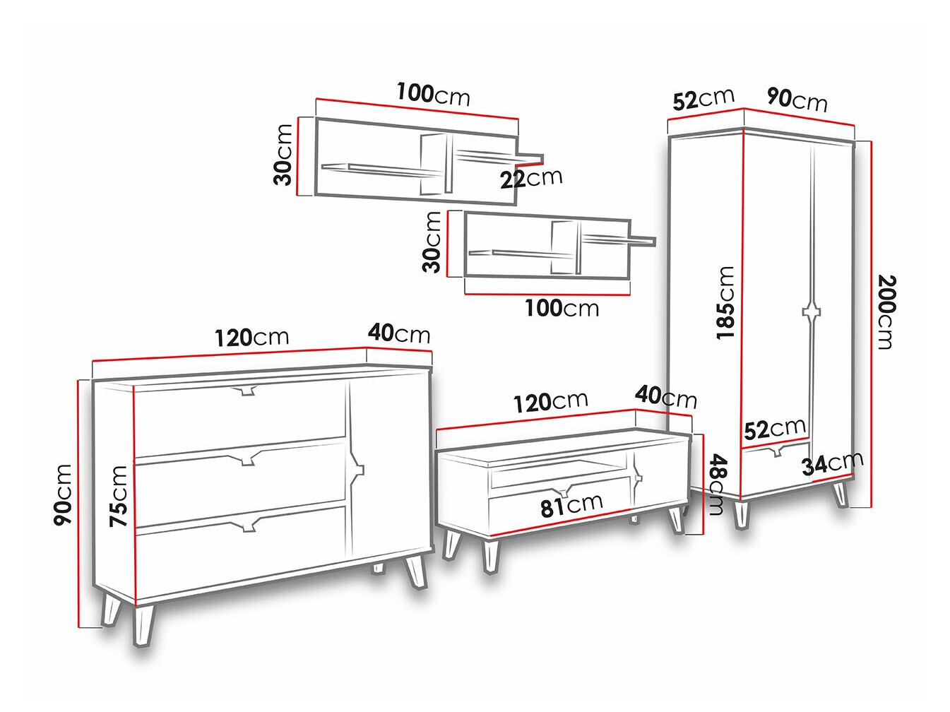 Svetainės komplektas Etrmoru 145