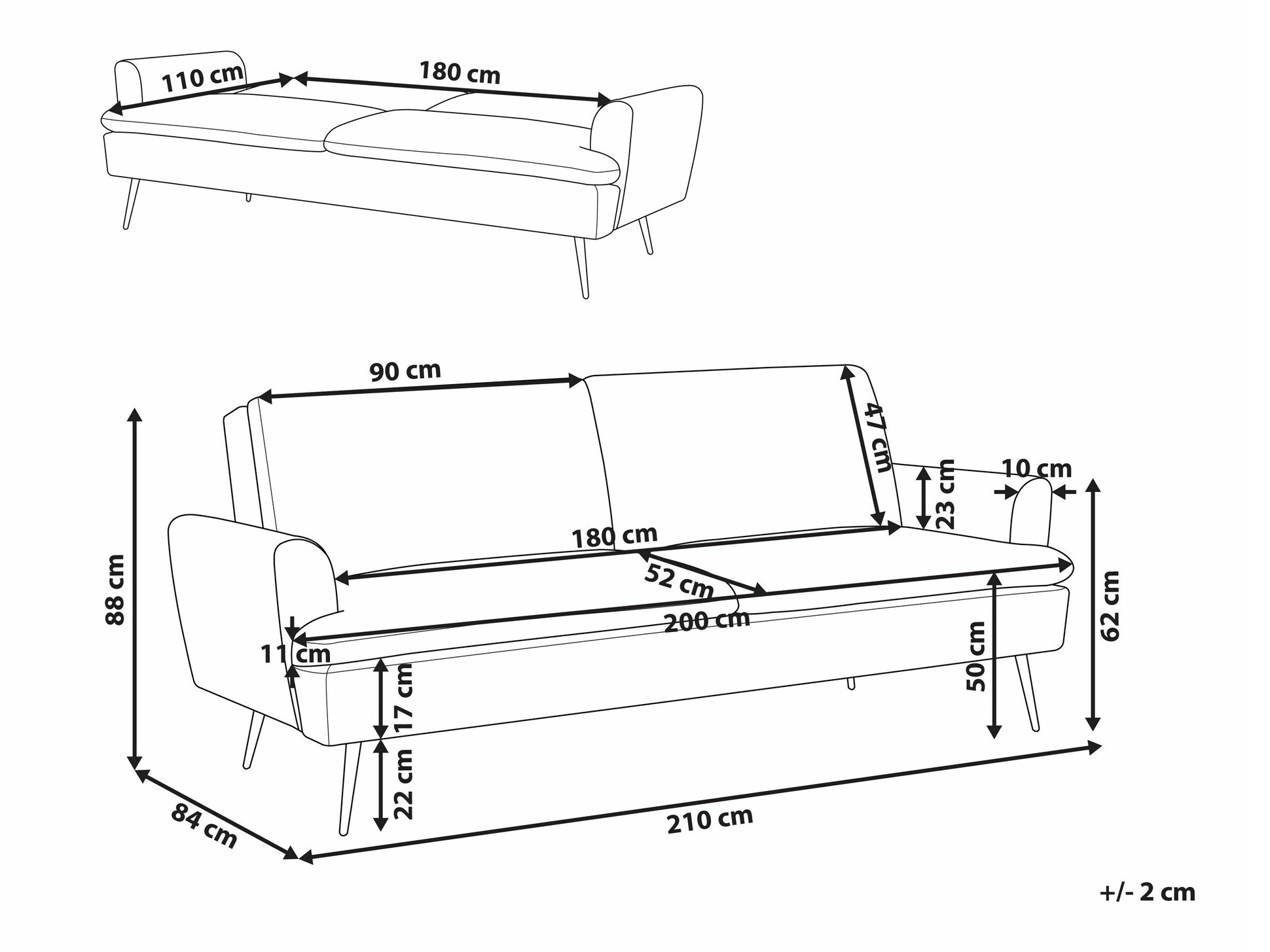 Sofa lova Berwyn 1564 (Mėlyna)