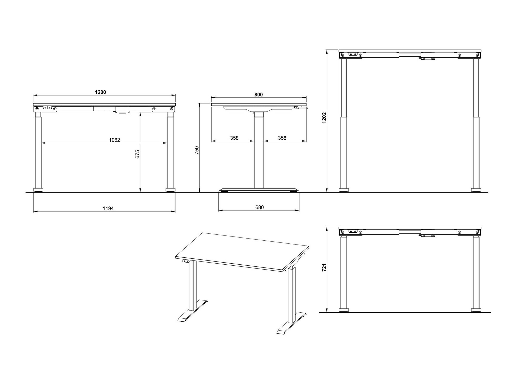 Reguliuojamo aukščio darbo stalas Sacramento 417 (Grafitas + Balta)