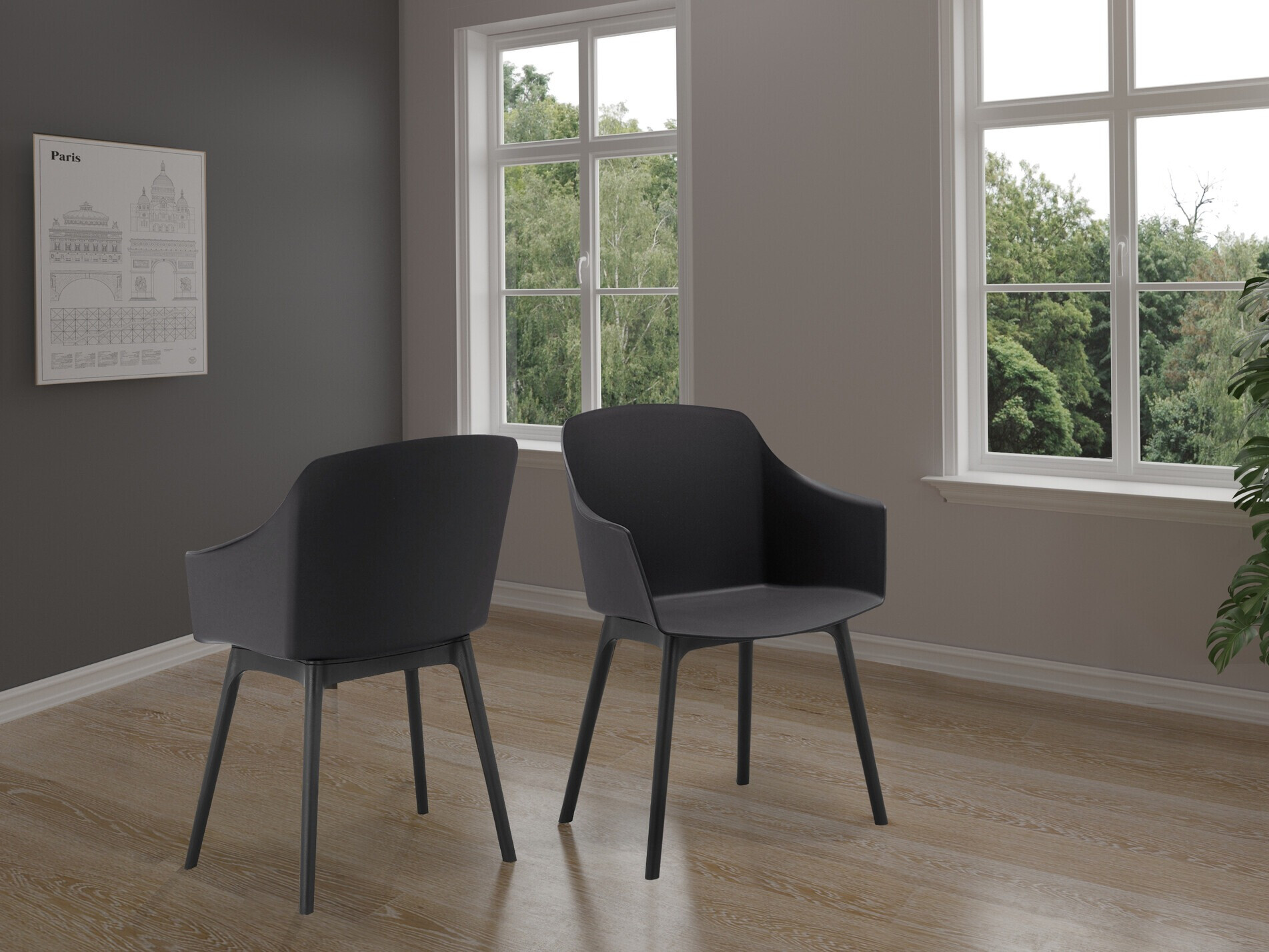 Kėdžių komplektas Denton 1243 (Juoda)