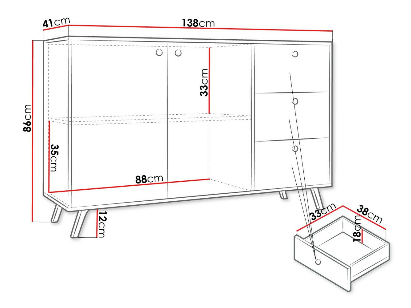 Komoda Monfera 100 (Juoda)