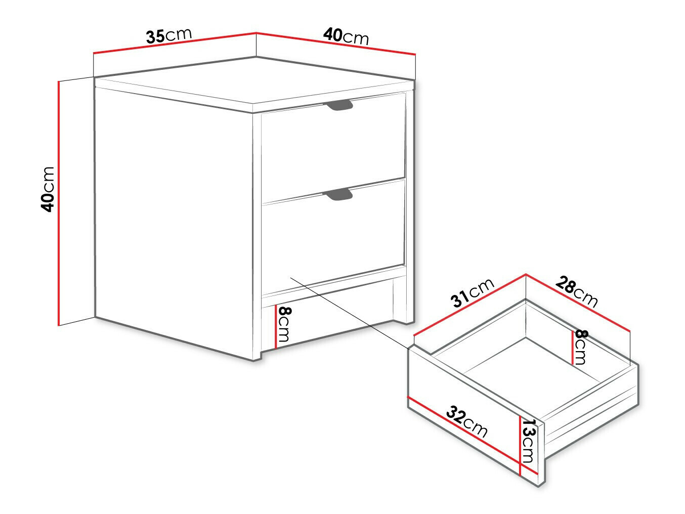 Naktinis staliukas Comfivo Larmire 106 (Balta)