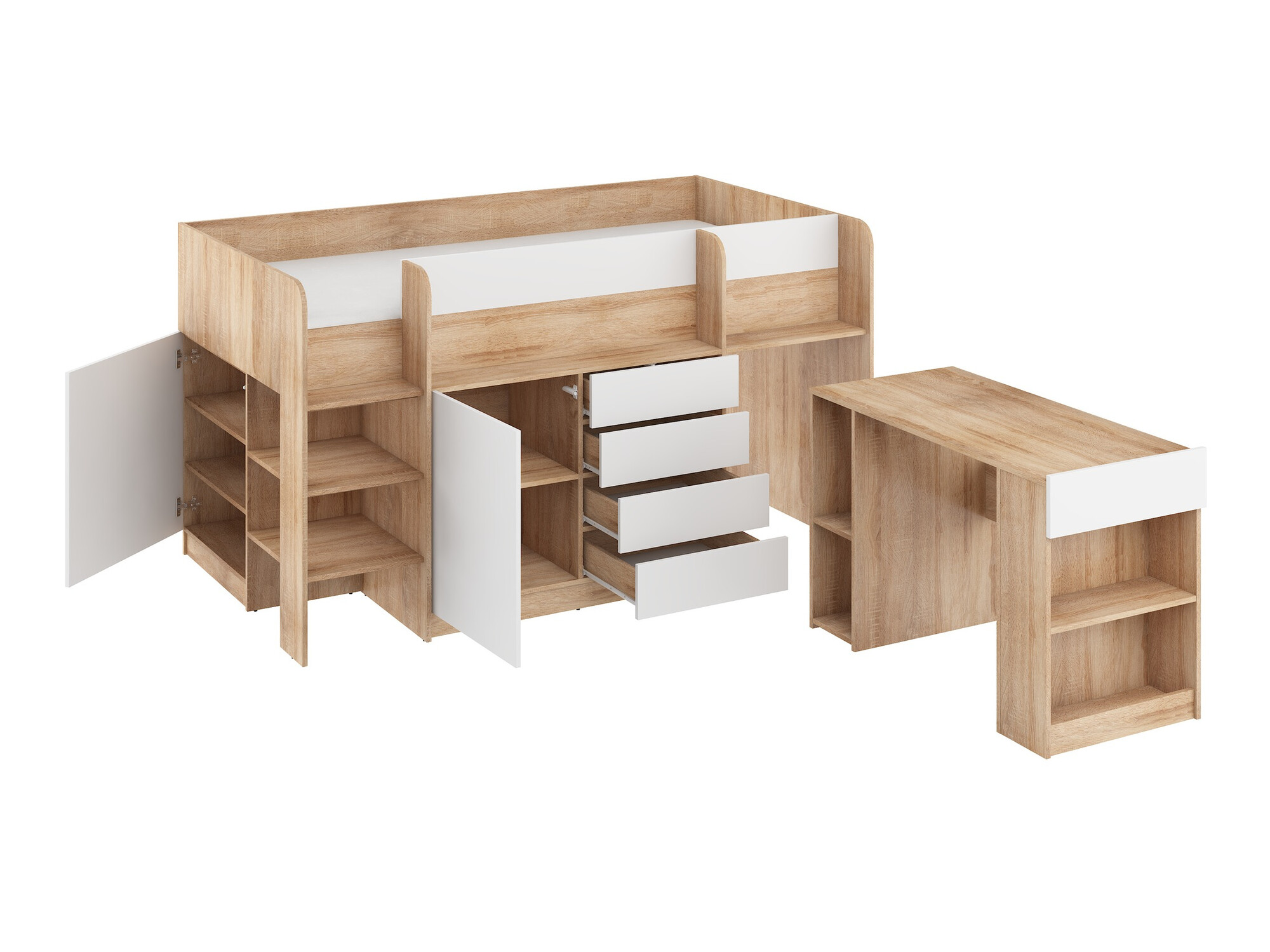 Aukšta lova Gilroy 116 (Sonomos ąžuolas + Balta)