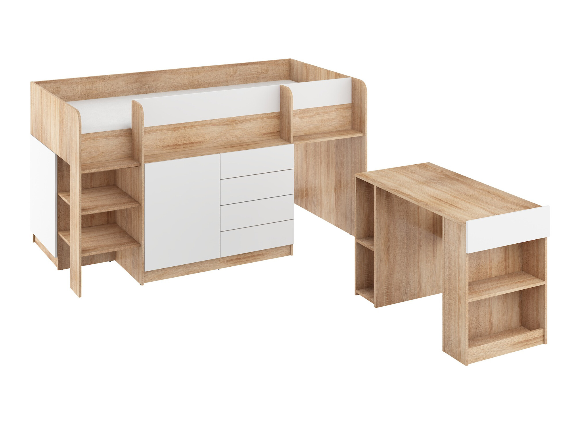 Aukšta lova Gilroy 116 (Sonomos ąžuolas + Balta)