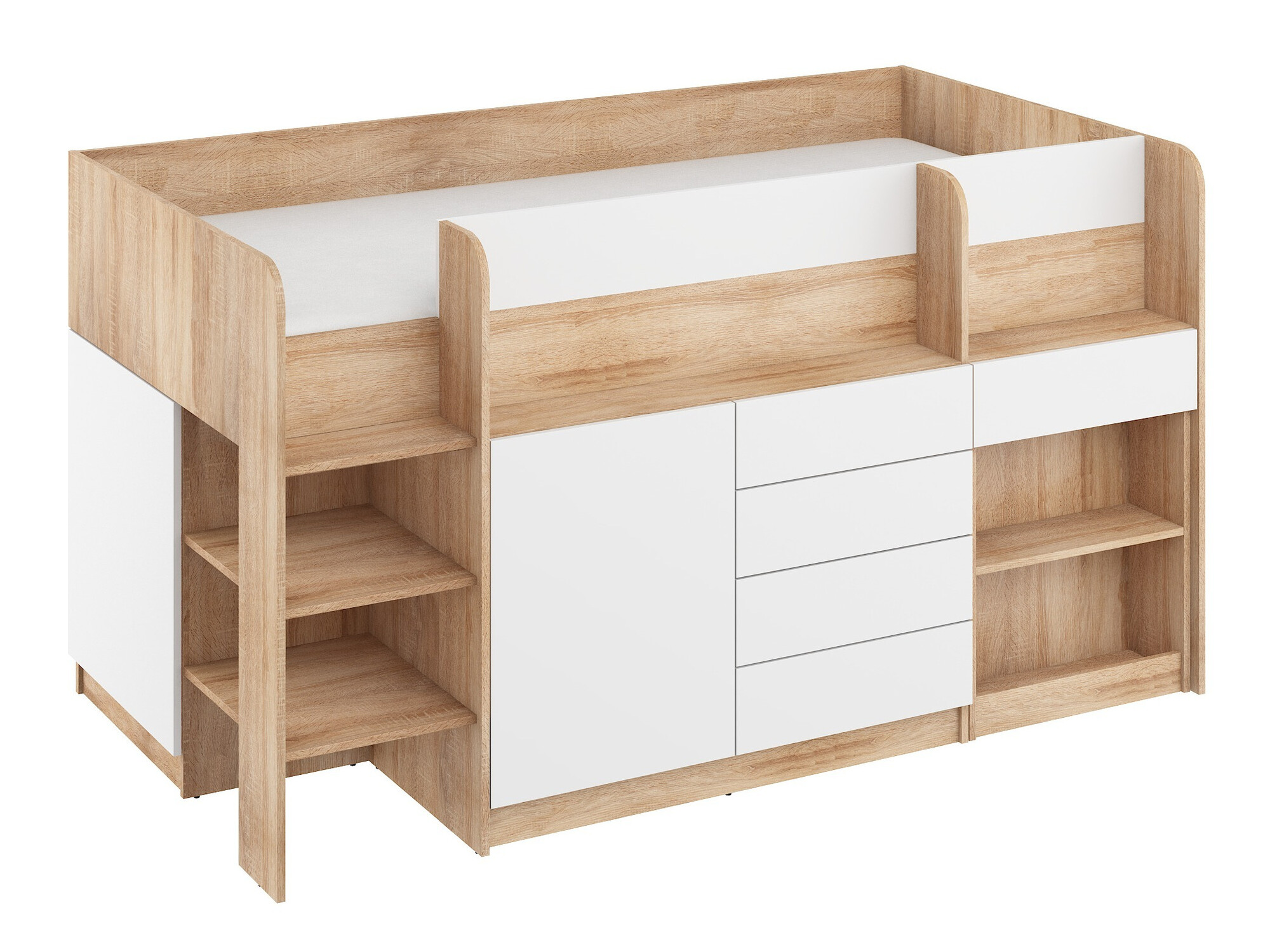 Šviesiai rudos dviaukštės lovos