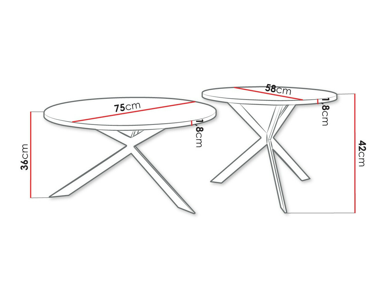Žurnalinių staliukų komplektas Oswego 108 (Balta + Juoda)