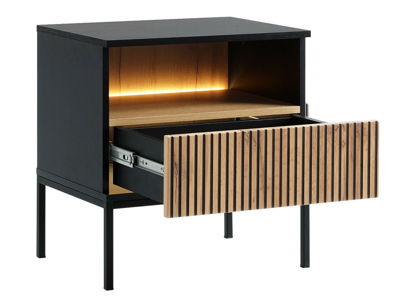 Naktinis staliukas Soferi 110 (Juoda + Votan ąžuolas)