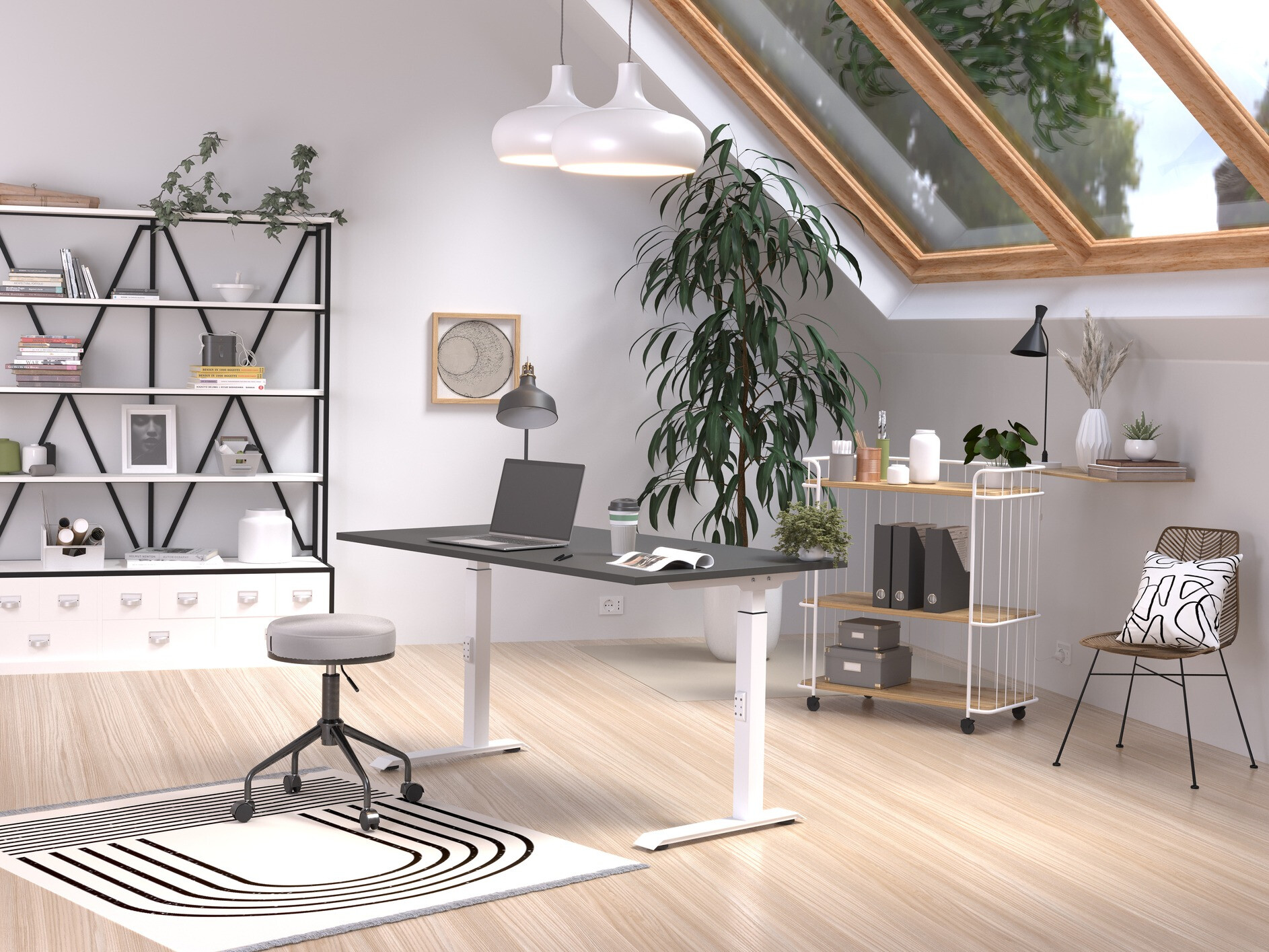 Darbo stalas Sacramento 420 (Grafitas + Balta)