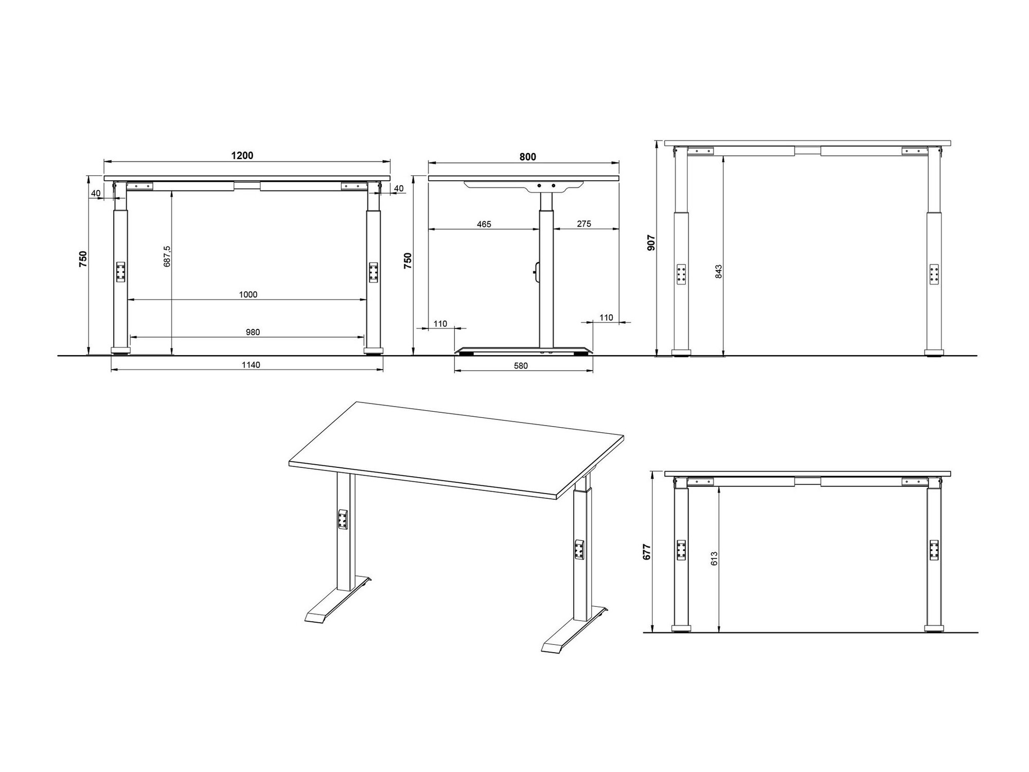 Darbo stalas Sacramento 420 (Grafitas + Balta)