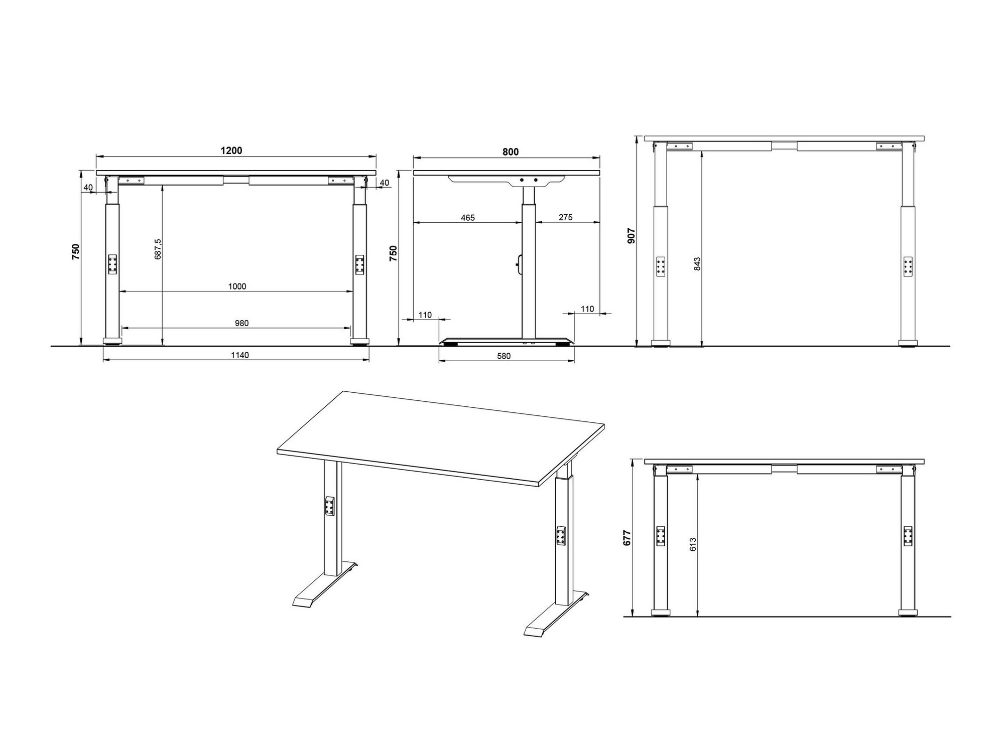 Darbo stalas Sacramento 420 (Navarra ąžuolas + Balta)