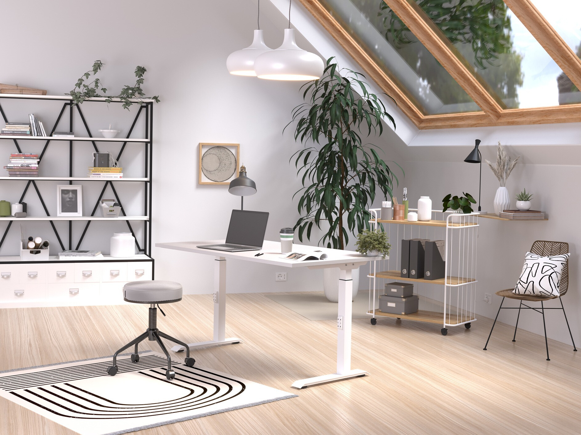 Darbo stalas Sacramento 420 (Pilka + Balta)