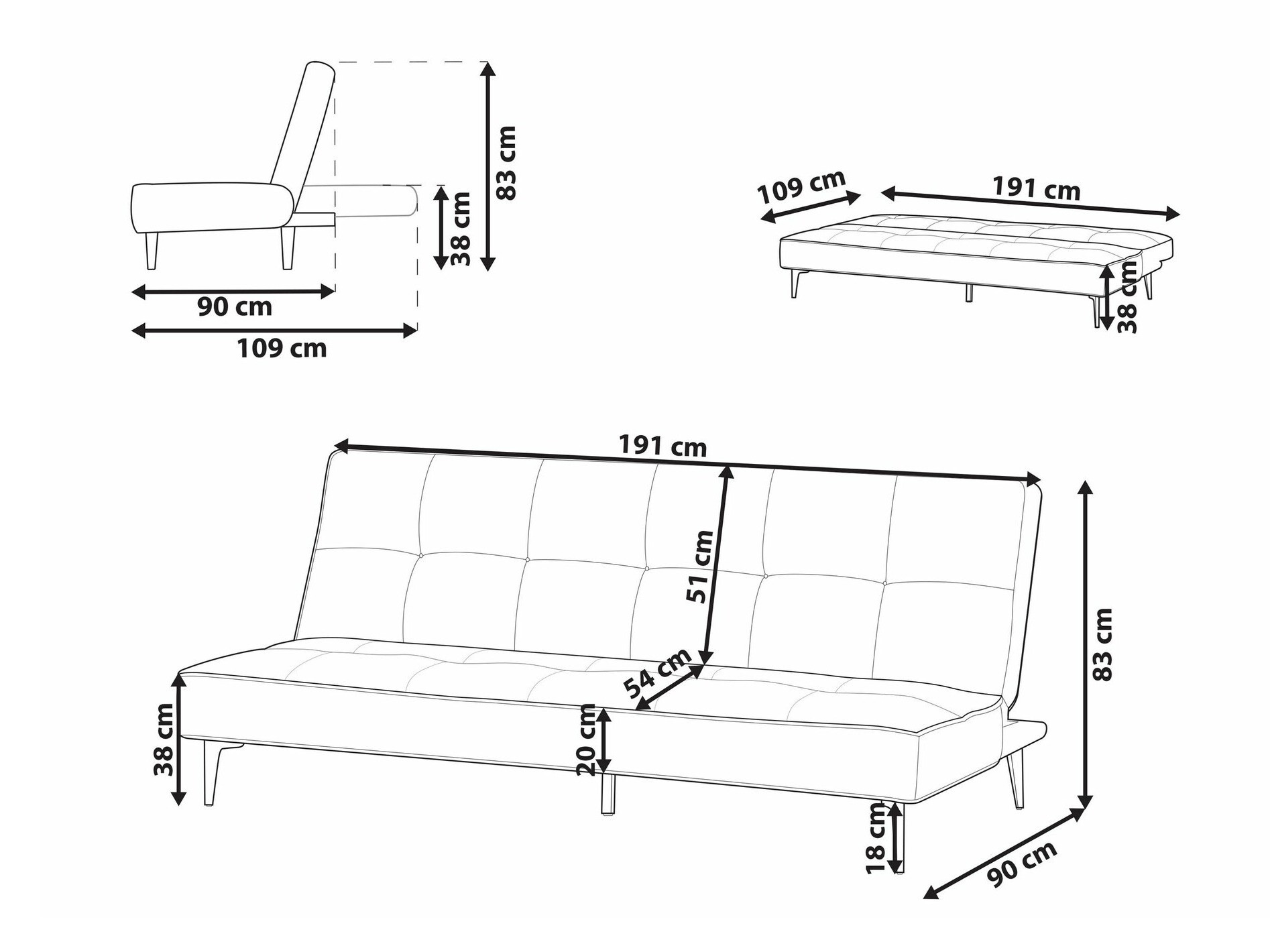 Sofa lova Berwyn 1660 (Tamsi pilka)