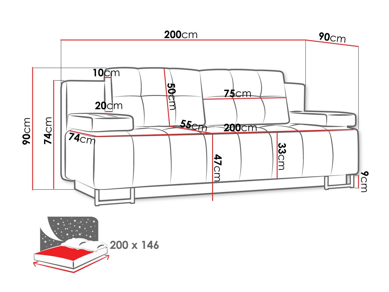Sofa lova Columbus 151 (Lux 06)