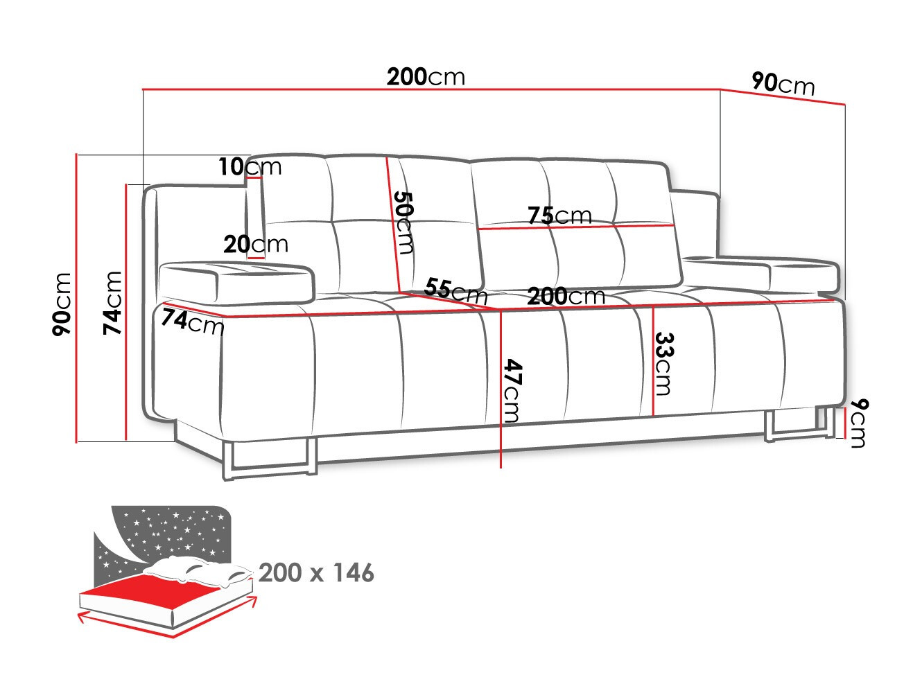 Sofa lova Columbus 151 (Lux 11)